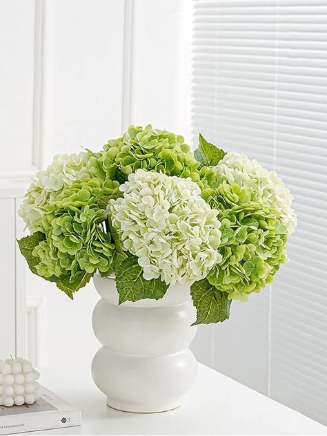 3 pcs Light Green Artificial Hydrangea Flowers 21" Long Stems Real Touch Faux Hydrangeas White Hydrangea Centerpieces, Diy Floral Wedding, Flower Film, Large Hydrangea, Panicle Hydrangea, Limelight Hydrangea, Fake Hydrangeas, Wedding Home Decoration, Material Flowers