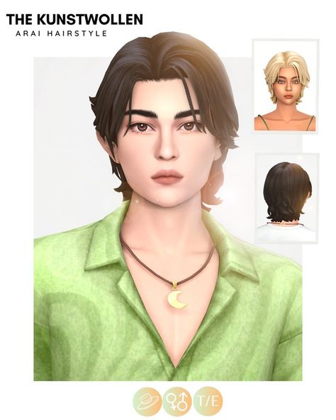 The Kunstwollen, Sims 4 Hair Male, Pelo Sims, Free Sims 4, Asian Men Hairstyle, Sims 4 Cc Folder, Hair Strands, Sims Building, Sims 4 Mm