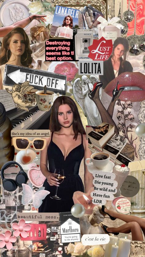 #lanadelreycollage #moodboard #aesthetic #lanadelrey #coquetteaesthetic #myfirstshuffle Esma Core, Ultraviolence Album, Lana Aesthetic, Moodboard Aesthetic, Most Beautiful Wallpaper, Tattoo Women, Pretty Star, Cherry Cola, Feel Good Quotes