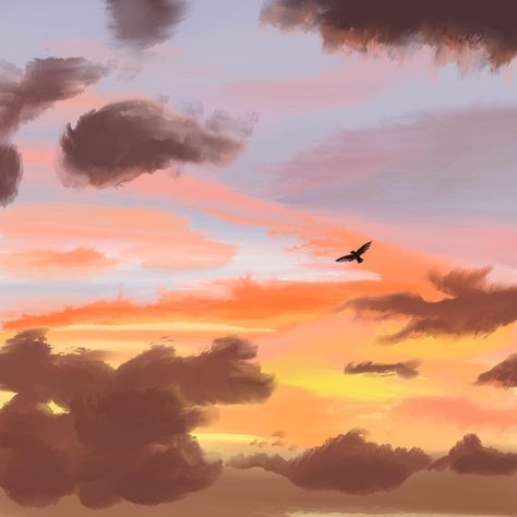 Sky Reference Drawing, Sunset Reference Photo, Landscape Reference Photos For Painting, Cloud Reference Photo, Cloudy Sunset Painting, Sunset Reference, Sunset Digital Painting, Sunset Sky Painting, Sky Reference