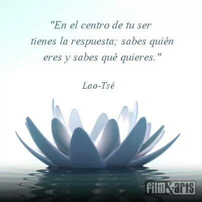 “El el centro de tu ser tienes la respuesta: sabes quién eres y sabes qué quieres”. Frase de Lao-Tsé, filósofo y escritor chino creador del taoismo (VI – IV a. C.) compartida por Film&Arts. – A partir de una frase Yoga Frases, Yoga Mantras, Lao Tzu, Spanish Quotes, In Spanish, New Words, Beautiful Quotes, Inner Peace, Namaste