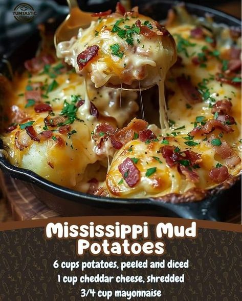 Grandma's Old Time Canning Recipes | 🥔🧀 Mississippi Mud Potatoes 🥓🧅 | Facebook Mississippi Mud Potatoes, Grandma's Recipes, Mississippi Mud, Grandmas Recipes, Potato Dishes, Ultimate Comfort Food, Crockpot Recipes Easy, Canning Recipes, Vegetable Side Dishes