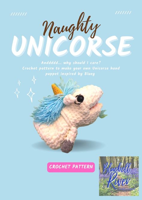 Bluey Unicorse, Unicorse Bluey, Basic Crochet Stitches, Magic Ring, Hand Puppets, Crochet Basics, Simple Patterns, Crochet Stitches, Puppets