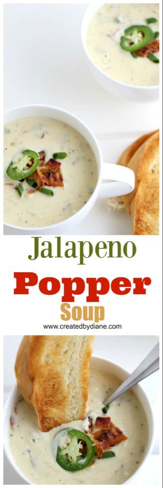 jalapeno popper soup, white bowl of thick creamy beer cheese soup with bacon and jalapenos and a slice of bread www.createdbydiane.com Popper Soup, Mexican Sides, Jalapeño Soup, Spicy Chicken Tacos, Beer Cheese Soups, Facebook Recipes, Winter Meals, Jalapeno Popper, White Bowl