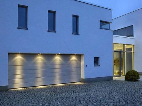 50 Outdoor Garage Lighting Ideas - Exterior Illumination Designs Outdoor Garage Lighting, Garage Lights Exterior, Garage Lighting Ideas, Modern Exterior Lighting, Garage Door Lights, Outdoor Garage Lights, Outdoor Garage, Garage Exterior, Modern Garage