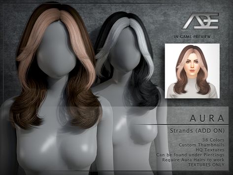 The Sims Resource - Aura Hair Strands (Add On) Sims 4 Piercings, Sims 4 Tsr, Mod Hair, The Sims 4 Skin, Sims 4 Cc Kids Clothing, The Sims 4 Pc, Pelo Sims, Free Sims 4, The Sims 4 Packs