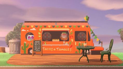 Pink Diner, Taco Truck, Animal Crossing Wild World, Animal Crossing Characters, Food Truck Design, Animal Crossing Pocket Camp, New Animal Crossing, Animal Crossing Game, Tropical Theme