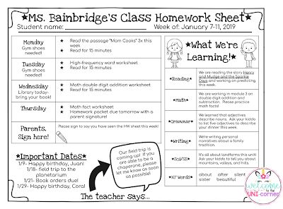 Welcome to the UNI-corner: Making a Weekly Homework Sheet Work for Me! Homework Help Sheet, Weekly Assignment Sheet, Homework Sheet Template Free Printable, Weekly Homework Template, Weekly Homework Sheet, Sped Activities, Homework Template, Preschool Homework, Homework Checklist