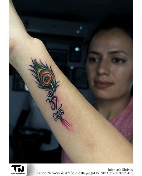 COLORFULL MOREPANKH TATTOO BY JAIPRAKASH AT TATTOO NETWORK STUDIO BHOPAL MP NAGAR ZONE 1 Name Symbols, Tattoo Name, Palm Tattoos, Hand Tattoos For Women, Eagle Tattoo, Tattoo Outline, Rib Tattoo, Name Tattoo, Name Tattoos