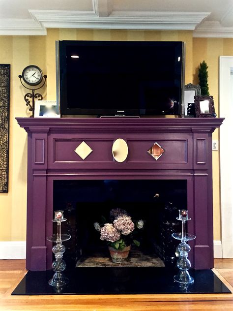 Purple Passion Painted Brick Fireplace, Purple Paint, Painted Brick, Brick Fireplace, Dark Purple, Paint Colors, Fireplace, Paint, Interior Design