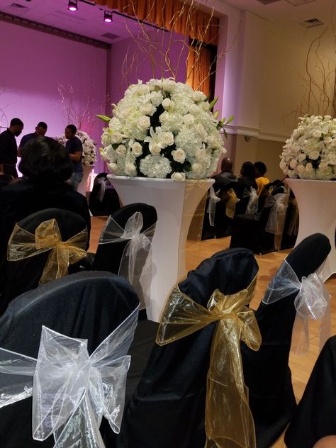 Black,white and gold wedding White Black And Gold Wedding, Black White And Gold Wedding, White And Gold Wedding, Black And Gold Wedding, Black White And Gold, Ivory White, Gold Wedding, Black And Gold, White Black