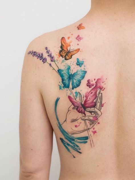 Koray Karagözler > You change your life by changing your heart #tattoo #ink #art #watercolor #abstract Heart And Butterfly Tattoo, Simple Unique Tattoos, Watercolor Butterfly Tattoo, Butterfly Tattoos Images, Skin Color Tattoos, Colour Tattoo For Women, Tattoo Painting, Inspiration Tattoos, Tatuaje A Color