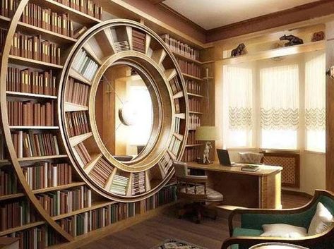 Home libraries - this one is amazing but there are others that are more achievable. Bookcase Ideas, Library Bookcase, Dream Library, Beautiful Library, Home Library Design, Design Library, Mirror On The Wall, Home Libraries, Library Design