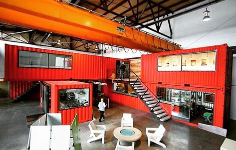 Shipping Container Workshop, Converted Shipping Containers, Sustainable House Design, Garage Design Interior, Container Office, Warehouse Design, Container House Plans, Container Design, Container House Design