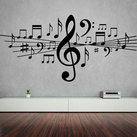 Superhero Wall Stickers, Musical Wall Art, Music Bedroom, Studio Bedroom, Music Room Decor, School Murals, Wall Stickers 3d, Music Drawings, Wall Paint Designs