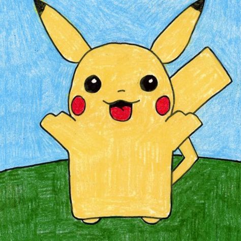 Draw Pikachu, Pikachu Coloring Page, Diwali Drawing, معرض فني, Pikachu Drawing, Seni Pastel, Pikachu Art, Easy Drawing Tutorial, Art Projects For Kids