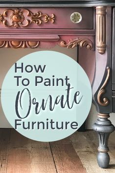 Join me in painting a wood vanity Painting a wood vanity may seem intimidating. It may be the ornate details. You may find it hard to paint a wooden antique. Sometimes we simply dont know where to begin in painting furniture at all. First, one thing we should do when painting antiques is prime them with a clear primer or shellac. This offers a barrier that protects the wood grain and prevents paint from penetrating deep into the wood. Later, if someone wants to restore the antique, they are free Painted Makeup Vanity, Vanity Painting, Painted Furniture For Sale, Beautiful Furniture Pieces, How To Paint Furniture, Painted Furniture Colors, Furniture Painting Techniques, Furniture Redo, Ornate Furniture