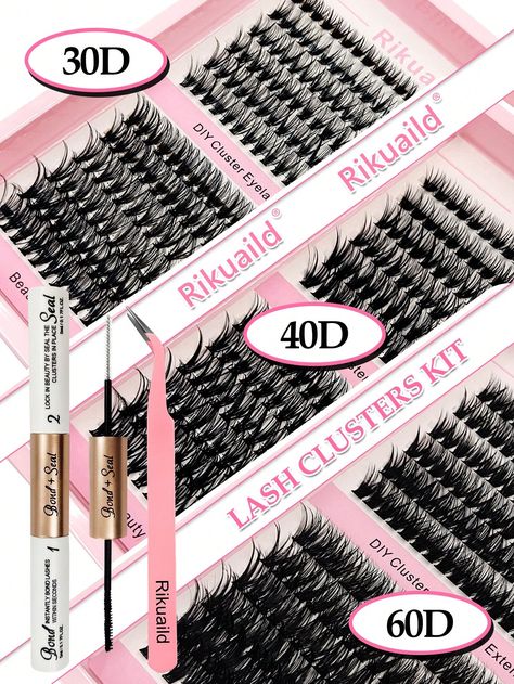 240Pcs Individual Lashes Cluster Set DIY Lash Clusters Kit 30D40D60D Eyelashes 9-16mm Mix Lash Clusters With Lash Bond And Seal Makeup Tools ,Tweezers Multicolor    Synthetic Fiber  Eyelash Set   Beauty Tools, size features are:Bust: ,Length: ,Sleeve Length: Lash Clusters, Eyelash Sets, Individual Lashes, Tweezers, Makeup Tools, False Eyelashes, Synthetic Fiber, Beauty Health, Beauty Tools