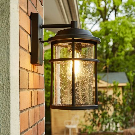 Glass Panes, Outdoor Lantern, Indoor Wall Sconces, Garage Lighting, Outdoor Light Fixtures, Outdoor Wall Lantern, Outdoor Light, Seeded Glass, Wall Lantern