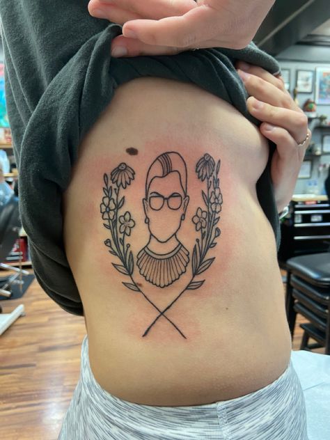 RBG tattoo on right ribcage Ruth Bader Ginsburg Tattoo, Rbg Tattoos, Half Sleeve Ideas, Ink Therapy, S Tattoos, Sleeves Ideas, Sleeve Ideas, Ruth Bader Ginsburg, Stick And Poke