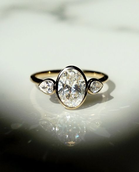 Frank Darling, Stone Wedding Ring, Lab Created Diamond Rings Engagement, Anniversary Rings For Her, Bezel Set Engagement Ring, Yellow Gold Wedding Ring, Lab Grown Diamonds Engagement, Round Diamond Engagement Rings, Three Stone Engagement