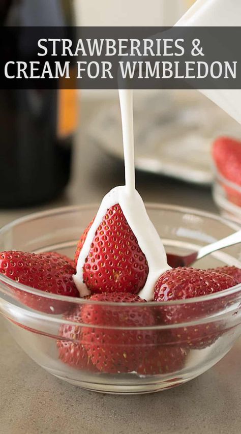 Wimbledon Strawberries And Cream Recipe, Wimbledon Strawberries And Cream, Strawberry Turnovers, Wimbledon Recipes, Strawberries And Cream Recipe, Summertime Desserts, Great British Food, Berries And Cream, Strawberry And Cream