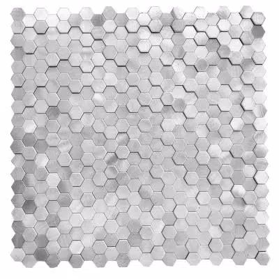 DIP Mini Nickel Hex Tile 12 in. x 12 in. Self-Adhesive PVC Backsplash (10 pack) Hex Tile Backsplash, Adhesive Tile Backsplash, Metallic Tile, Metal Tile Backsplash, Gold Hex, Stick Tile Backsplash, Peel Stick Backsplash, Bar Diy, Hex Tile