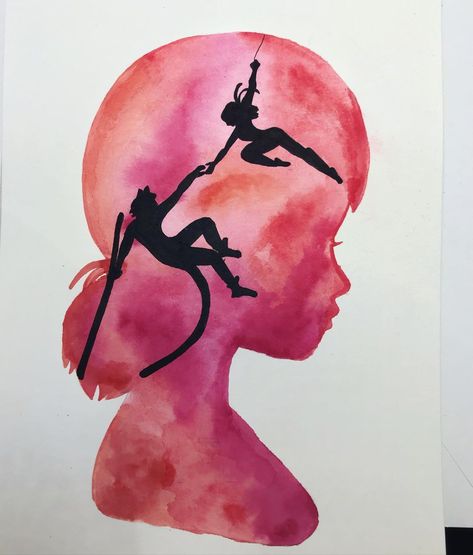 Miraculous Ladybug Watercolor, Miraculous Ladybug Painting Ideas, Miraculous Painting Ideas, Miraculous Ladybug Painting, Disney Watercolor Paintings, Miraculous Painting, Watercolor Silhouette Painting, Watercolor Silhouette, Ladybug Miraculous