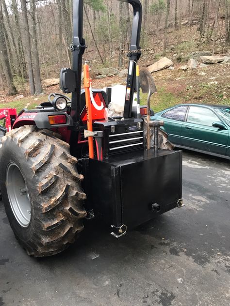 The Best Home-Built Tractor Add-Ons of 2018, Ranked - TractorByNet Tractor Tool Box Ideas, Tractor Hacks, Tractor Canopy, Tractor Weights, Compact Tractor Attachments, Farm Hacks, Homemade Tractor, Landscaping Equipment, Kubota Tractor