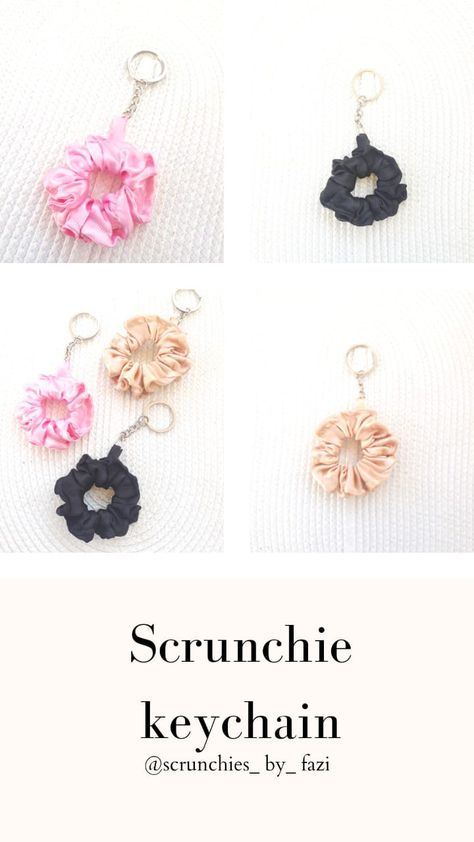 How To Wear Scrunchies, Mini Scrunchies Diy, Scrunchie Keychain Diy, Scrunchie Business, Scrunchie Keychain, Hair Accessories Diy Headband, Mini Scrunchies, Diy Hair Scrunchies, Scrunchies Diy