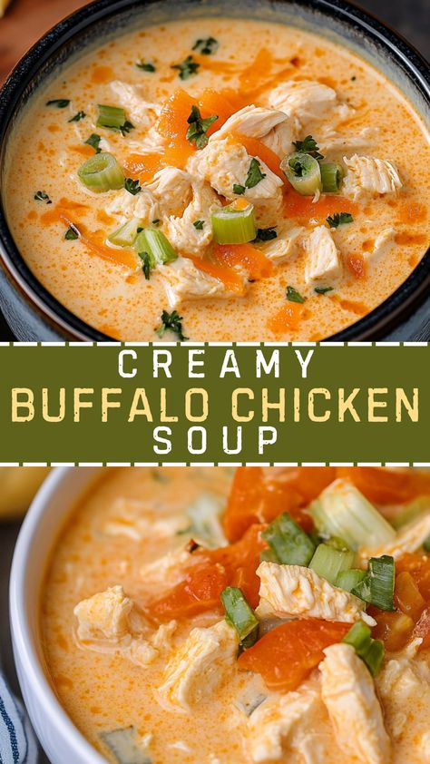 Easy Healthy Soup Recipes: Creamy Buffalo Chicken Soup Buffalo Chicken Soup Crockpot Creamy, Buffalo Chicken Chowder Crockpot, Chicken Thigh Soup Recipes Homemade, Buffalo Chicken Soup Healthy, Low Carb Buffalo Chicken Soup, Keto Creamy Buffalo Chicken Enchilada Soup, Buffalo Chicken Enchilada Soup, Buffalo Chicken Chowder Soup, Slow Cooker Buffalo Chicken Soup