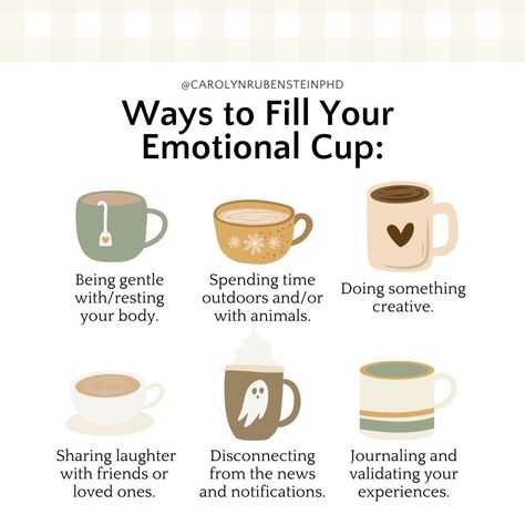 When was the last time you did something to fill your emotional cup? Your "emotional cup" represents your limited capacity for dealing with stress and emotions, just like a cup has a limited capacity for holding liquid. Actively filling up your emotional cup can help you meet your wellness needs with intention! And focusing on more than one area is important so you don't keep all your self-care eggs in one basket. 😌 Want more ideas? Comment SOOTHE to receive my free self-soothing guide wi... Emotions Cup Craft, Emotional Cup Worksheet, How To Fill Your Emotional Cup, Validate Others Feelings, Where Emotions Are Stored, The Last Time, Self Care, Meet You, Something To Do