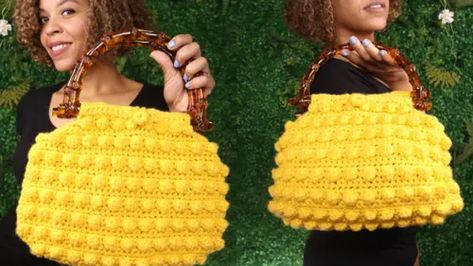 Crochet Bag: Free Pattern & Video Tutorial (Bobble Stitch) – Littlejohn's Yarn Crochet Bag Free Pattern, Stitch Bag, Bobble Stitch Crochet, Diy Crochet Bag, Crochet Slipper Pattern, Crochet Bag Tutorials, Crochet Bag Pattern Free, Crochet Simple, Stitch Crochet