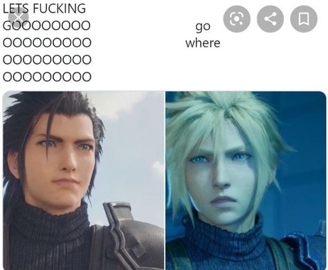 Cloud Strife Meme, Ff Cloud, Sephiroth X Cloud, Final Fantasy Funny, Final Fantasy Cloud Strife, Final Fantasy Vii Cloud, Zack Fair, Crisis Core, Final Fantasy Cloud