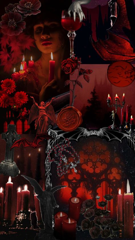 Inspiration for a red candle vampire shoot Vampire Shoot, The Love Witch Movie, Red Candle, Goth Wallpaper, Red Candles, Collage Art, Witch, Candles, Collage