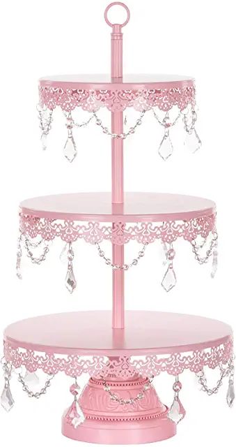 Diy Pipe And Drape, Pink Baby Shower Food, Pink Candy Table, Amalfi Decor, Cookie Tower, Elegant Dessert Table, Pink Dessert Tables, Pink Cake Stand, Chandelier Cake