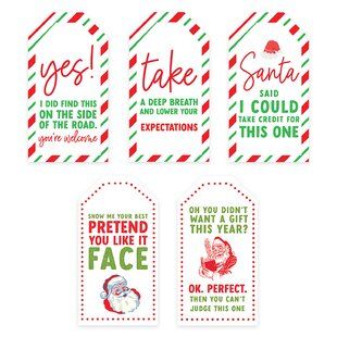 Classic Christmas Gifts, Christmas Favor Bags, Xmas Wrapping, Sarcastic Christmas, Santa's Village, Christmas Favors, Funny Christmas Gifts, Card Stock Paper, Gift Labels