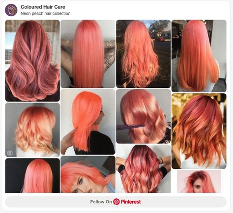 6 Neon Peach Hair Ideas & How To Get The Juicy Look. 2 Neon Peach Hair, Peach Hair Dye, Hair Dye Brands, Peach Hair Colors, Hair Dye Removal, Grey Hair Dye, Dyed Hair Blue, Dyed Hair Purple, Pink Hair Dye