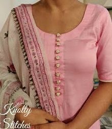 Latest 50 Kurti Neck Designs For Women (2021) Collared Kurti, Neck Design With Buttons, Kurti Neckline, Chudidhar Designs, Collar Kurti Design, Kurti Neck Design, Chudi Neck Designs, Chudidhar Neck Designs, Salwar Neck Designs