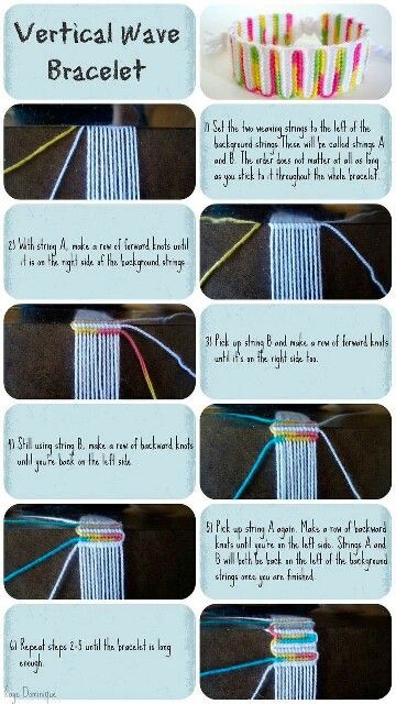 Vertical Wave Bracelet, Wave Bracelet Tutorial, Yarn Bracelets, Cute Friendship Bracelets, Diy Armband, Diy Bracelets Tutorials, Friendship Bracelets Tutorial, Friendship Bracelets Designs, Wave Bracelet