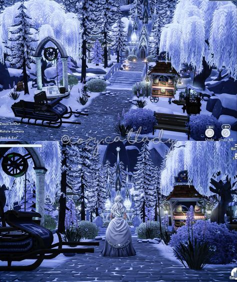 Disney Dreamlight Valley Anna House, Frosted Heights Design, Ddv Frosted Heights Ideas, Dreamlight Valley Elsa House, Disney Dreamlight Frosted Heights, Disney Dreamlight Valley Mickeys House, Dreamlight Valley Frozen Heights, Disney Dreamlight Valley Chez Remy Ideas, Disney Dreamlight Valley Goofy Stall