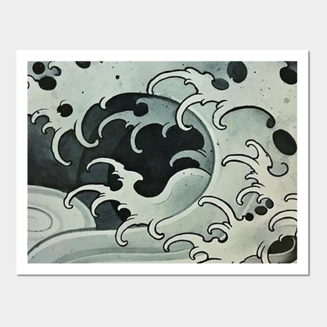 Japanese Finger Waves, Japanese Water Art, Japanese Wave Tattoo Design, Japanese Wave Design, Japanese Wave Art, Japanese Water Tattoo, Japanese Wave Tattoos, Wellen Tattoo, Wave Japanese