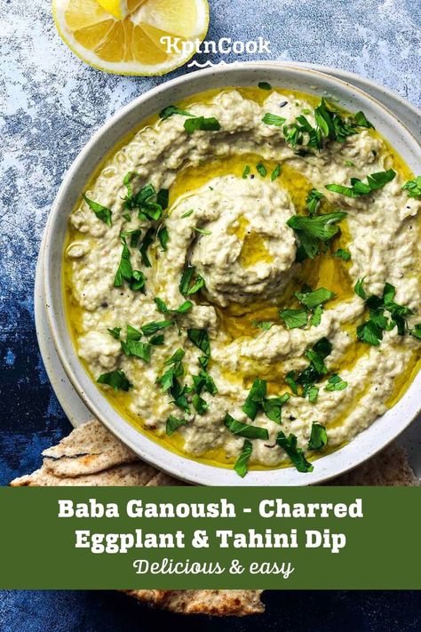 Grab our quick, delicious, and easy recipe for this Baba Ganoush - Charred Eggplant & Tahini Dip & jump into winter! Deliciousness in under 30 minutes! 😋 Eggplant Tahini, Tahini Dip, Eggplant Dip, Baba Ganoush, Tahini, Easy Recipe, Eggplant, 30 Minutes, Dip