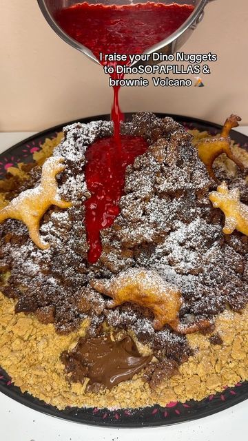 Ellie Perish on Instagram: "Jk dino nuggets rule too! But this was fun my 33rd birthday is actually this Sunday... guess its going to be a dino theme 💀🦖🦕🌋🤣 #sopapillas #dinosaur #dino #volcano
#food #90s #jurassicpark #welcometojurrassicpark #rasberry #dessert #birthday #90s
#90skid#fypage#dinonuggies #poker#movienight" Volcano Food, Dino Volcano, Dino Nuggets, Dessert Birthday, Dino Theme, 33rd Birthday, 90s Kids, Volcano, Poker