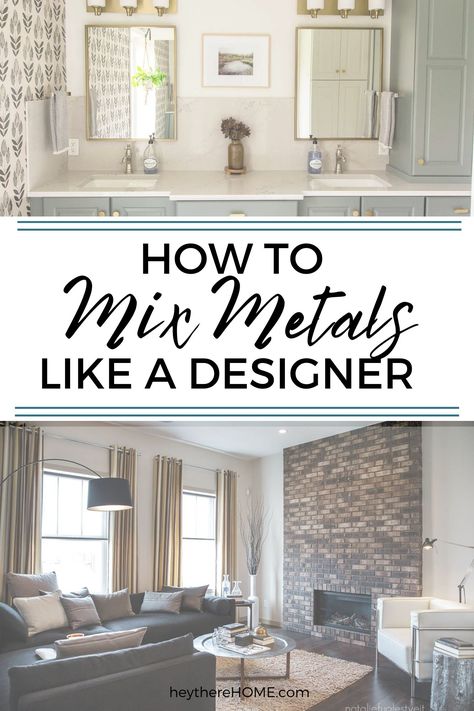 Gold And Silver Interior Design, Mixed Metal Living Room Decor, Mixed Metal Home Decor, How To Mix Metals In Living Room, Mixing Black And Silver Fixtures, Mixed Metals Decor Living Room, Mixing Metals Throughout House, Mixing Metals Home Decor, Can You Mix Metals In Bathroom