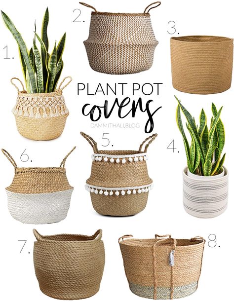 Favorite Decorative Baskets for Houseplants & How to ‘Plant’ in Them Basket Pots For Plants, Plant Basket Indoor, Plant In Basket, Basket For Plants, Baskets For Plants, Plants In Baskets, Belly Basket, House Plant Pots, Plant Pot Covers