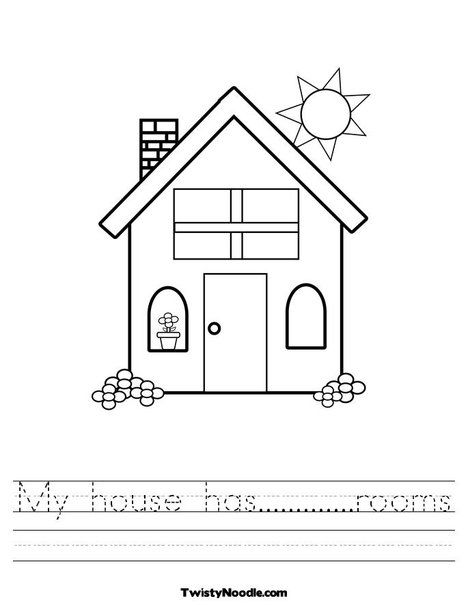 My house hasrooms Worksheet from TwistyNoodle.com Address Worksheet, Transportation Worksheet, April Crafts, Twisty Noodle, Holiday Lettering, Learning Worksheets, Community Helpers, Number Worksheets, Fish Farming