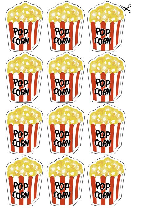 Popcorn Images Free Printable, Popcorn Party Decorations, Popcorn Printable, Popcorn Stickers, Fun Popcorn, Popcorn Decorations, Popcorn Theme, Movie Theme Birthday Party, Cinema Party