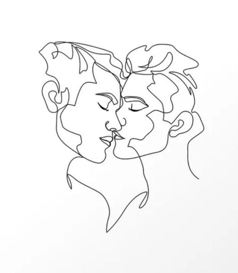 Gay Tattoo Ideas, Lgbt Tattoo, Gay Tattoo, Michael Taylor, Couple Sketch, Greek Tattoos, Line Art Tattoos, Line Work Tattoo, Queer Art