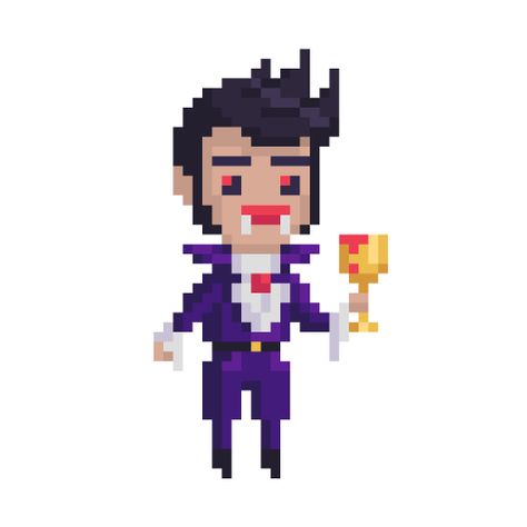 Medieval vampire with a drink in his hand #vampire #Halloween #october31 #pixel #bit #digitalart #graphic #8bit #16bit #design #pixelart #pixelated #pixelartist #retro #pixels #artwork #artist #pixel_art #pixilated #art #game #pixelartwork #illustration #character Medieval Vampire, Vampire Halloween, 16 Bit, Illustration Character, 8 Bit, A Drink, His Hands, Game Art, Pixel Art